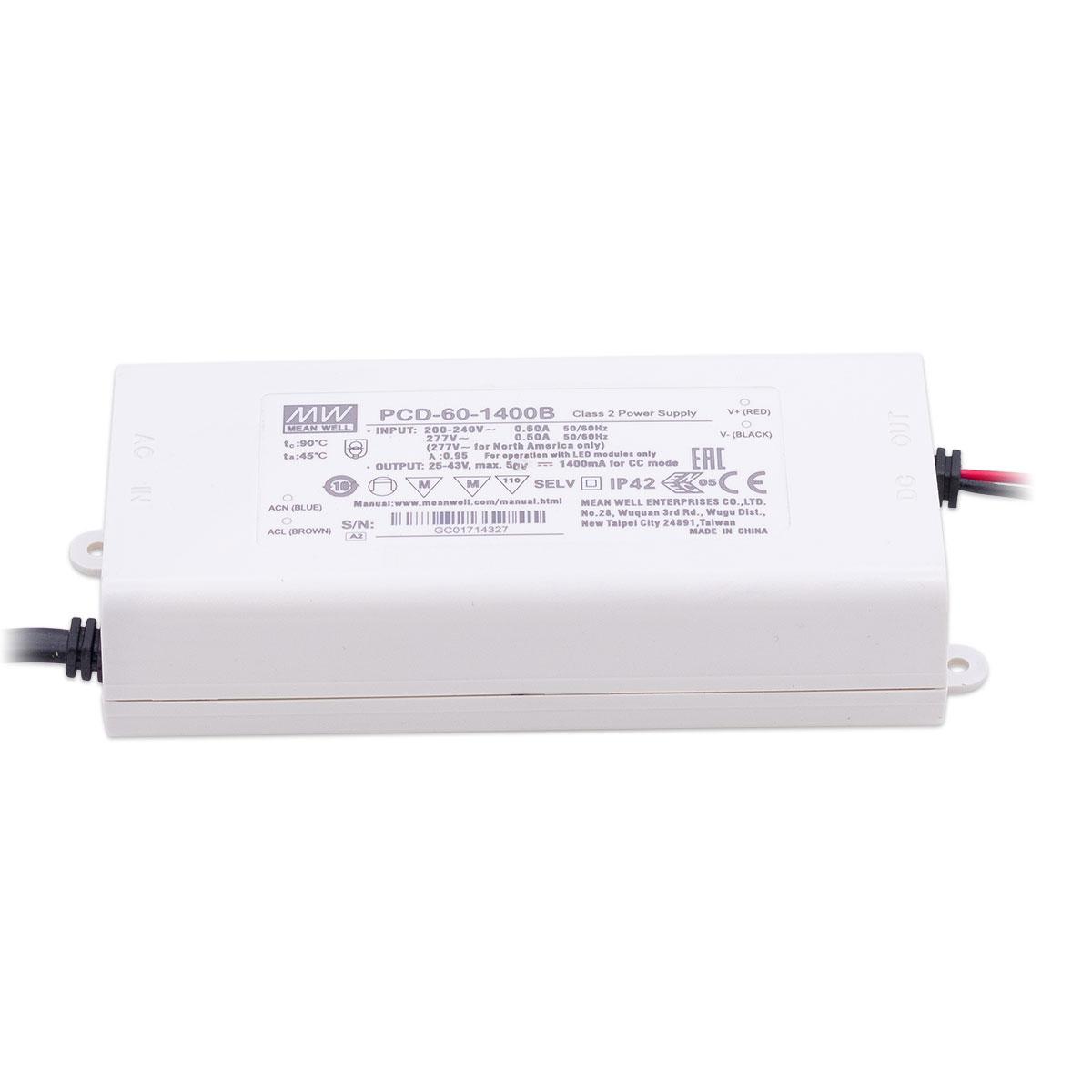 Mean Well PCD-60-1400B LED Treiber dimmbar TRIAC 25-43V 1400mA Konstantstrom CC