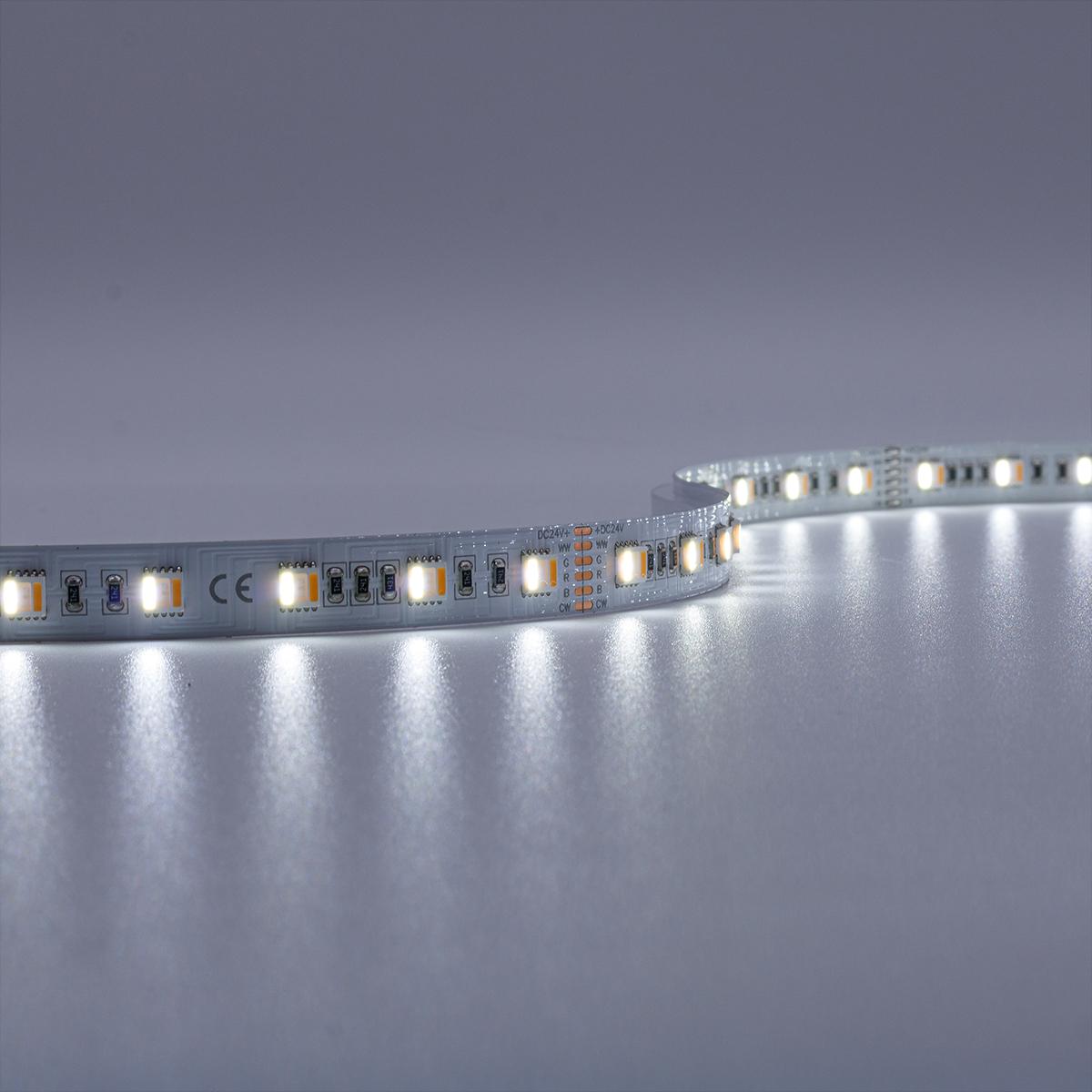 Strip 24V LED Streifen 5M 18W/m 60LED/m 12mm - Lichtfarbe: RGB+CCT - Schutzart: IP20