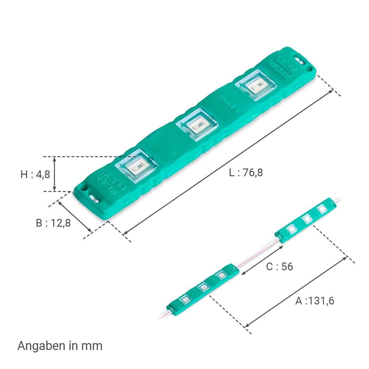 LED Modul grün 0,72W 120° 12V IP66 (200 Stück VPE)