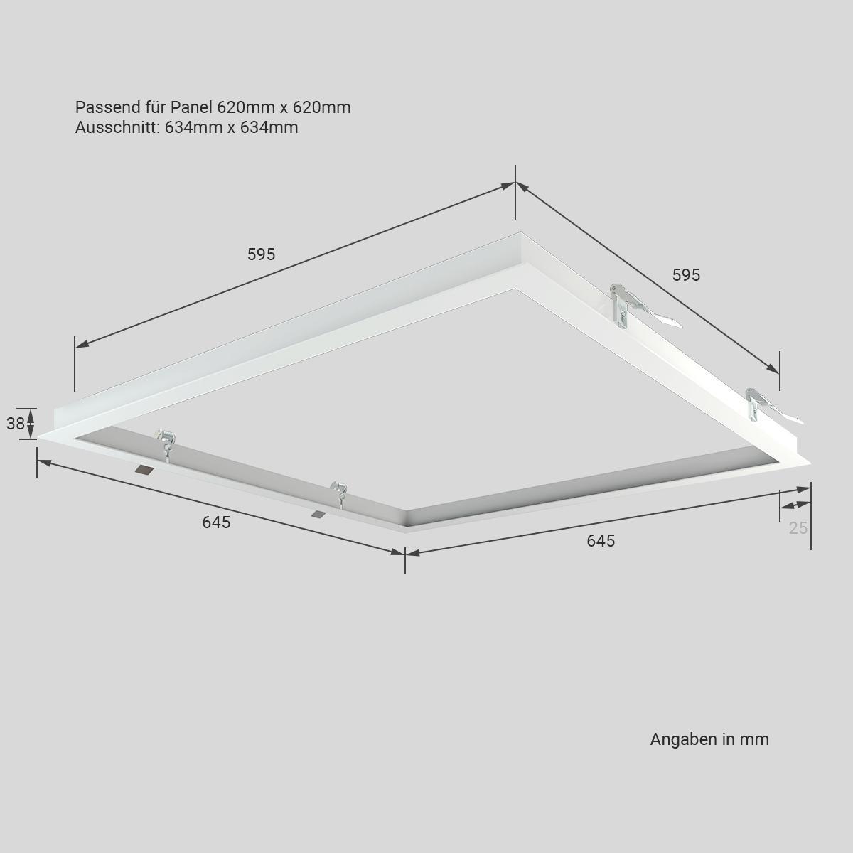 RGB+CCT LED Panel 62x62cm inkl. MiBoxer Smarthomesteuerung 48W 24V Rahmen weiß - Panelmontage: Einbaurahmen weiß