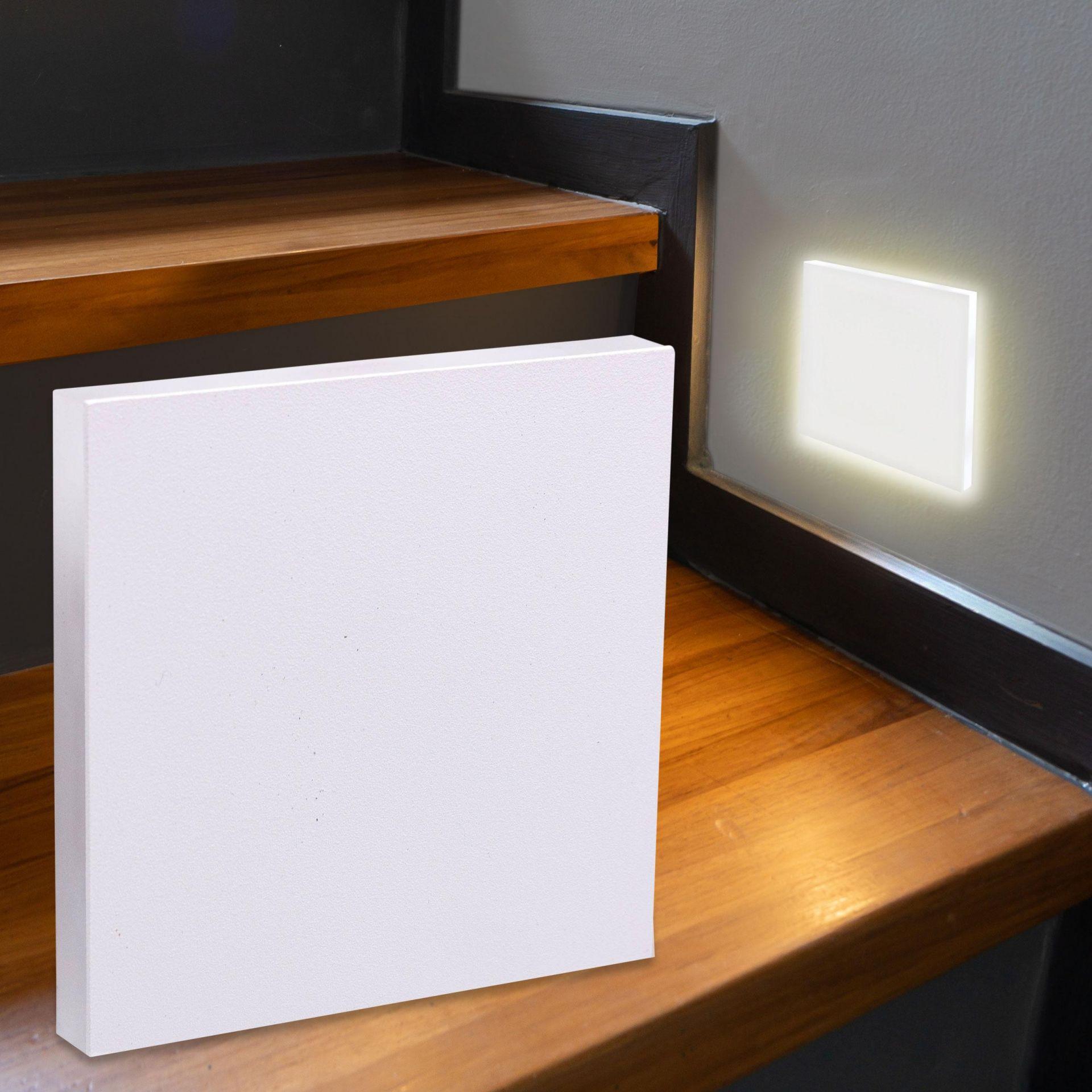 LED Treppenleuchte eckig weiß - Lichtfarbe: Warmweiß 1,5W - Lichtaustritt: Linea