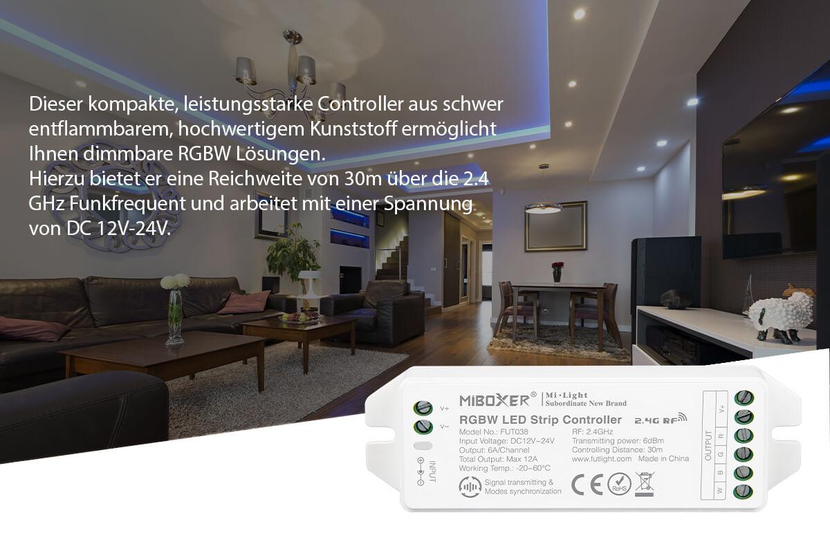 MiBoxer RGBW LED Controller 4 Kanal 12/24V Multifunktion LED Strip Panel Steuerung FUT038M