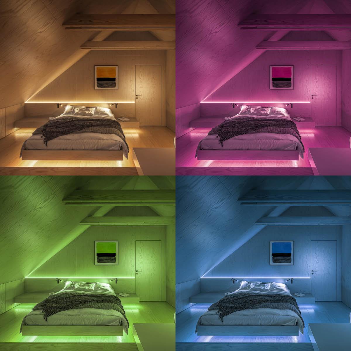 RGB LED Nachtlicht mit Bewegungsmelder, 1.5m Länge Bettlicht mit Fernbedienung Timer und Dimmer