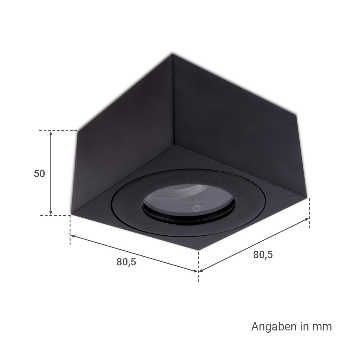 Flacher Aufbaustrahler eckig IP44 Deckenleuchte - Farbe: schwarz - LED Leuchtmittel: 5W Warmweiß 230V 60