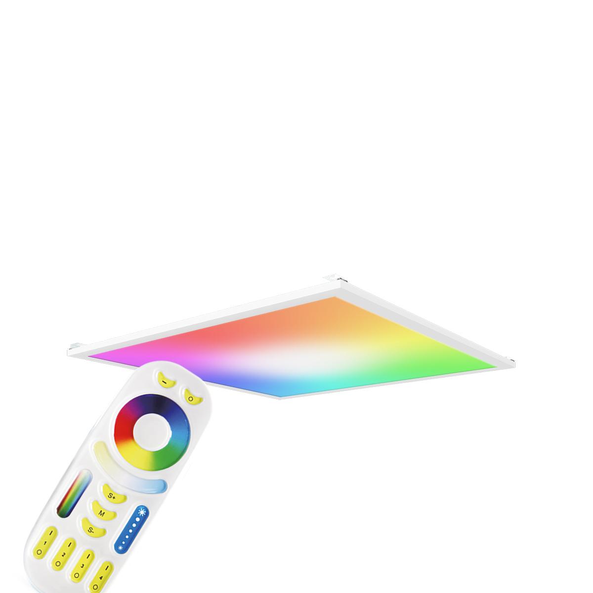 RGB+CCT LED Panel 60x60cm inkl. MiBoxer Smarthomesteuerung 48W 24V Rahmen weiß - Panelmontage:  Z Halterung für Wand und Deckenmontage