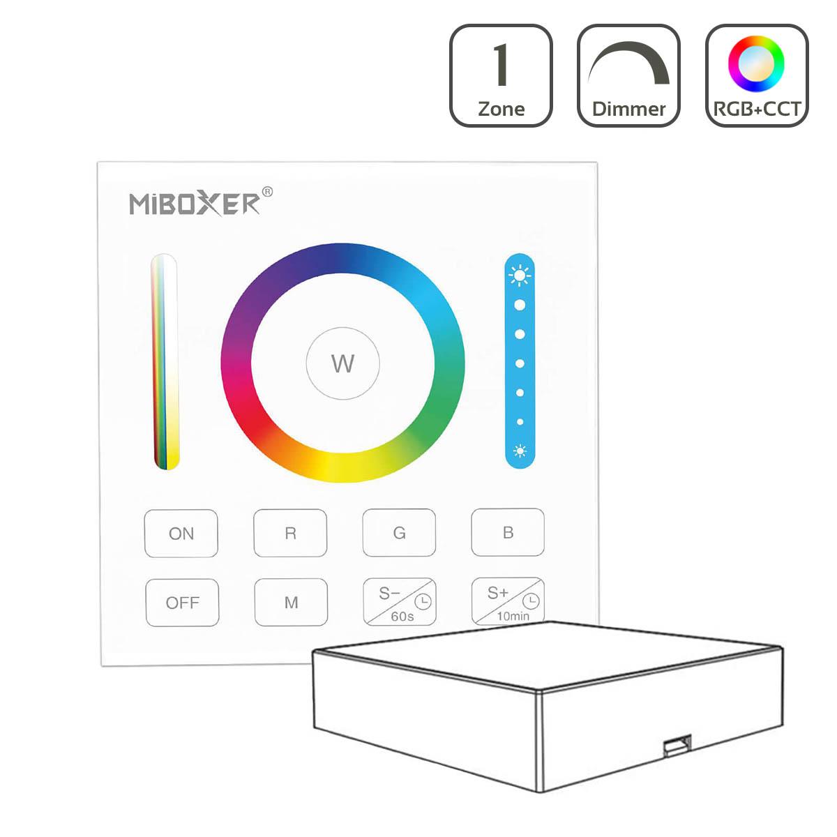 MiBoxer RGB+CCT Wandschalter 1 Kanal Aufbau Dimmen Schalten Farbsteuerung batteriebetrieben B0