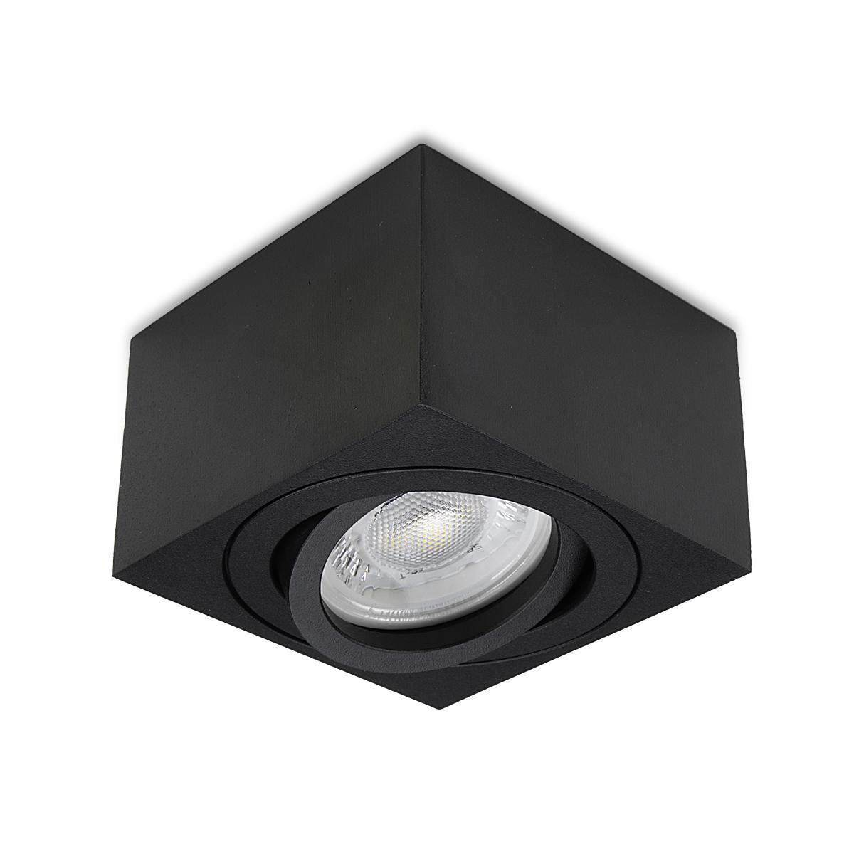 Flacher Aufbaustrahler schwarz eckig schwenkbar Deckenleuchte - LED Leuchtmittel:  5W Warmweiß 230V 60°