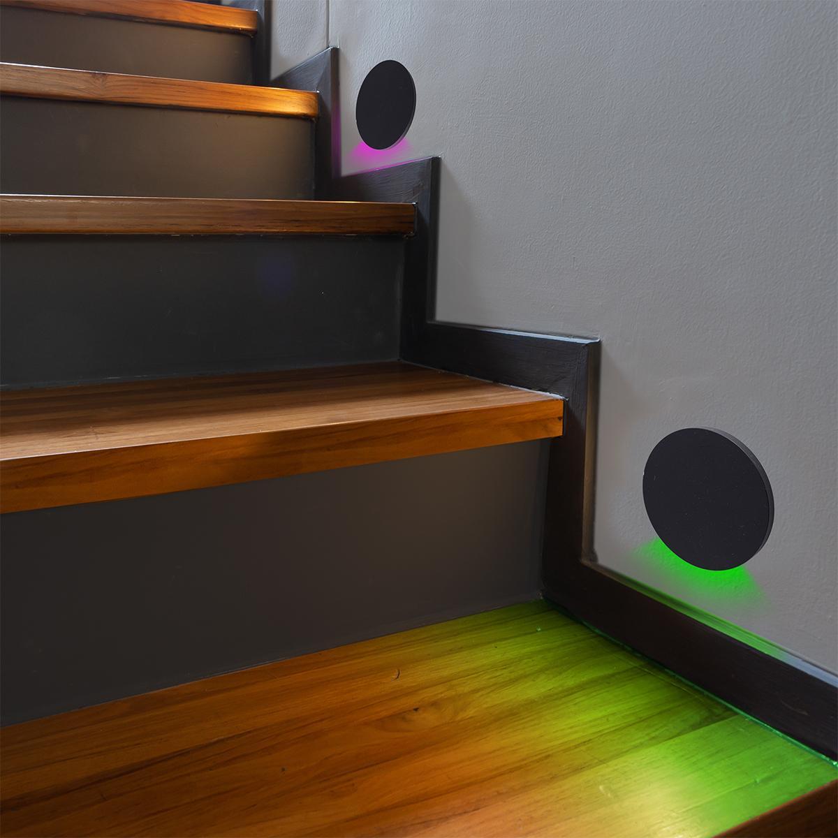LED Treppenleuchte rund schwarz - Lichtfarbe: Smart Tuya RGB CCT 3W - Lichtaustritt: Kato