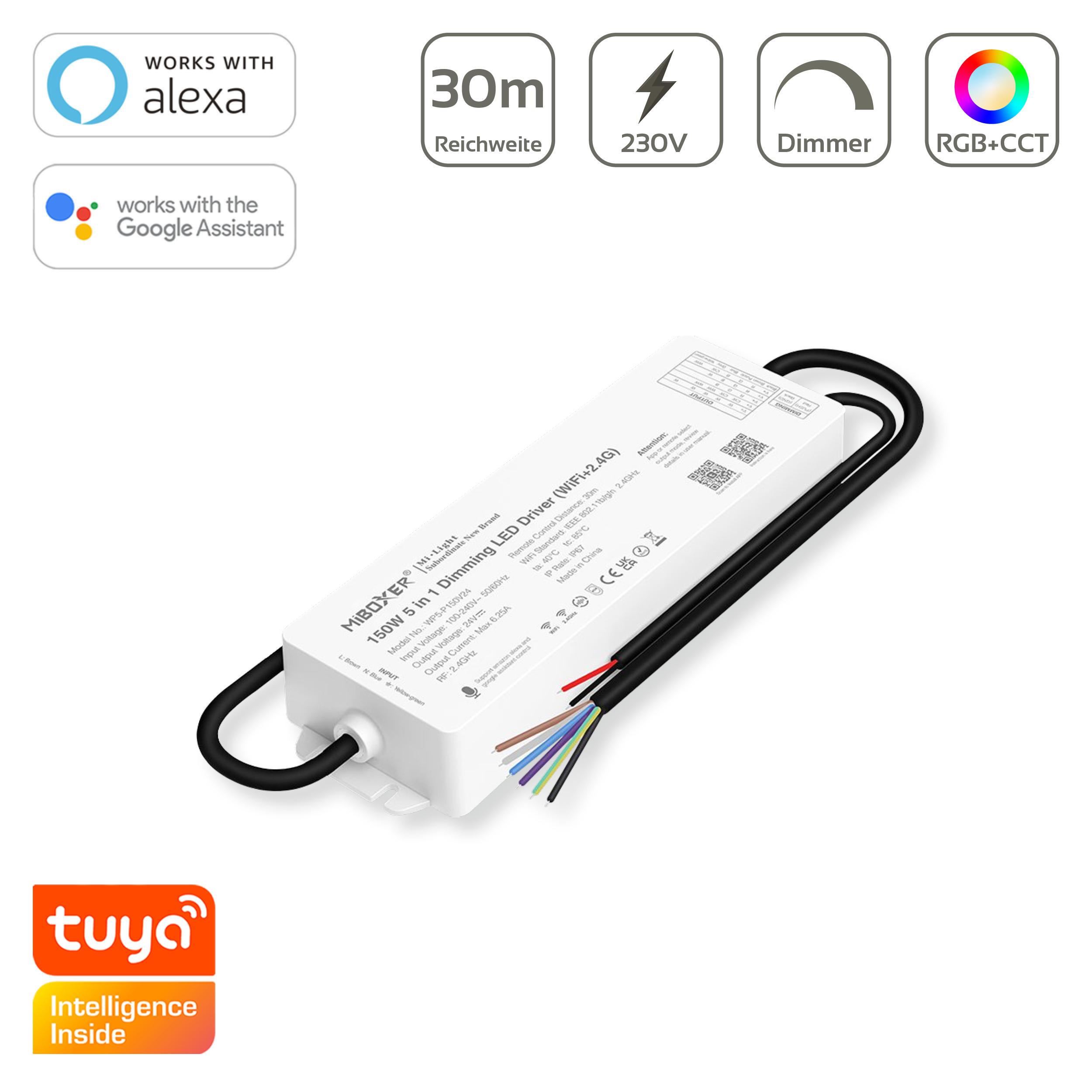 MIBoxer RGB+CCT Smart WiFi Controller Netzteil 150W Tuya Alexa Google Steuerung  WP5-P150V24