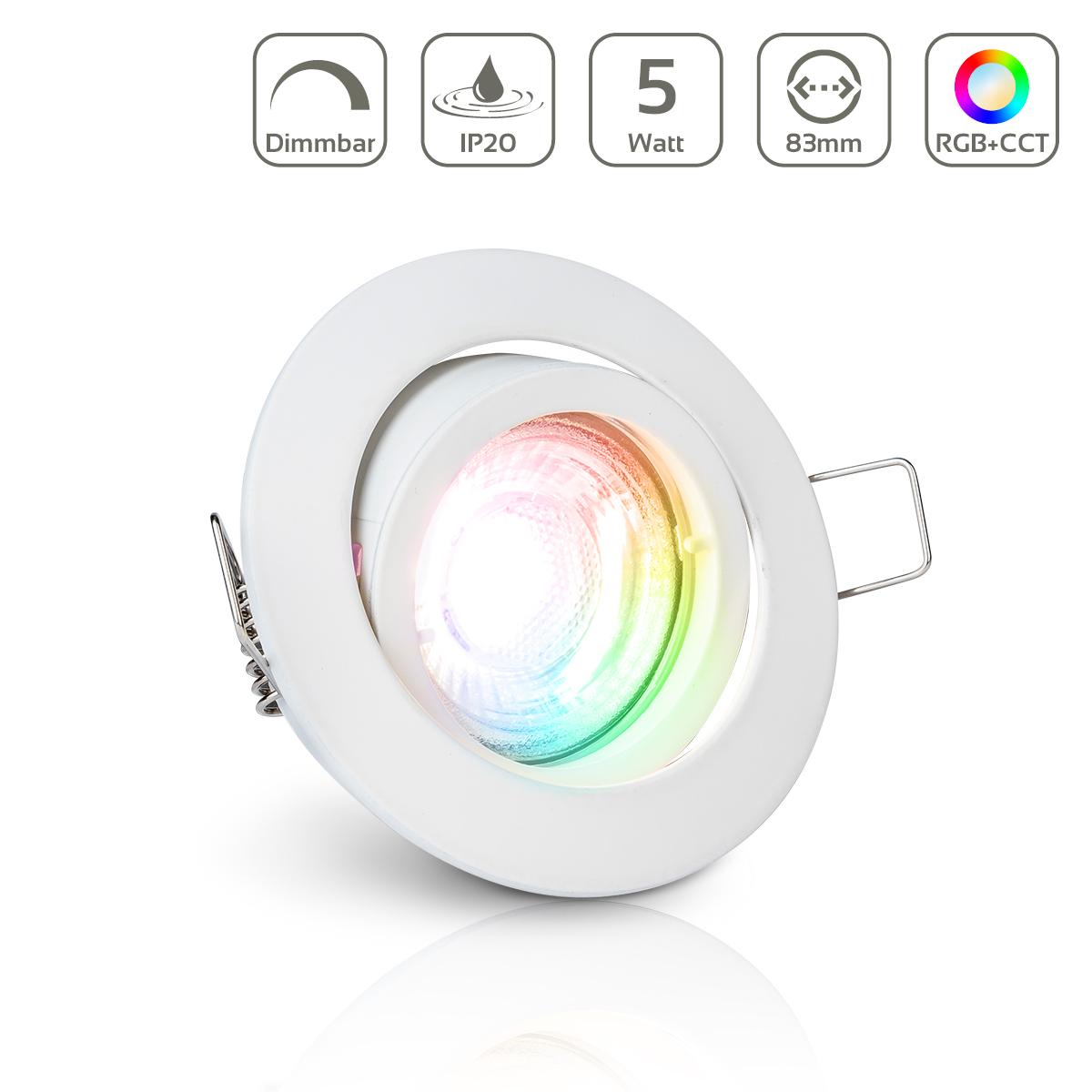 Einbauspot IP20 rund Bajonettverschluss - Farbe: weiß - LED Leuchtmittel: GU10 5W RGB+CCT
