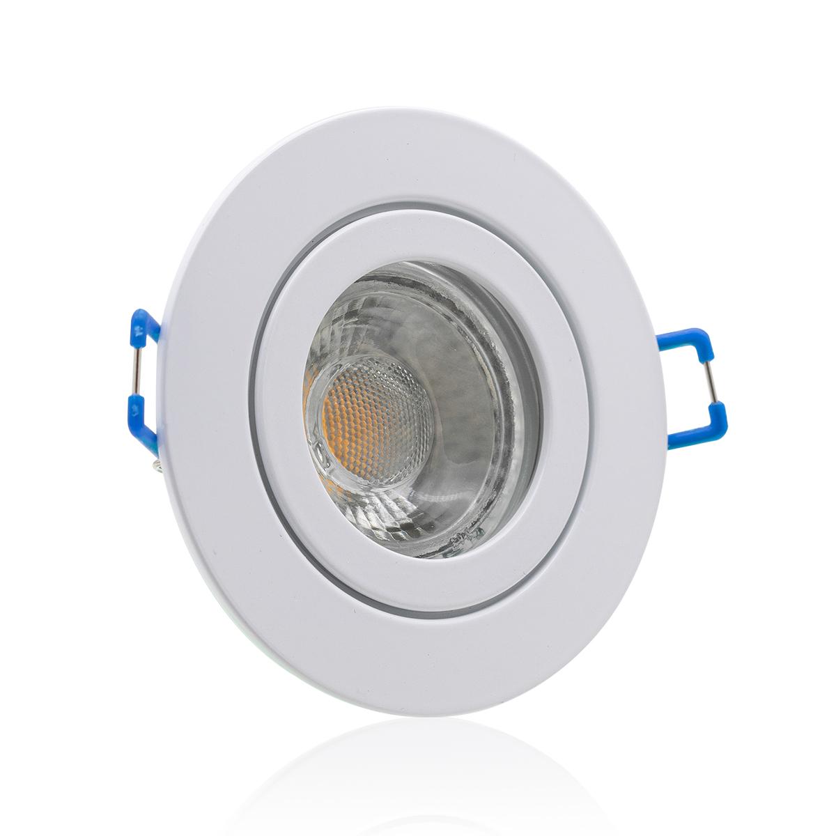Einbauspot IP44 rund - Abdeckring:  weiß - LED Leuchtmittel:  GU10 5W warmweiß