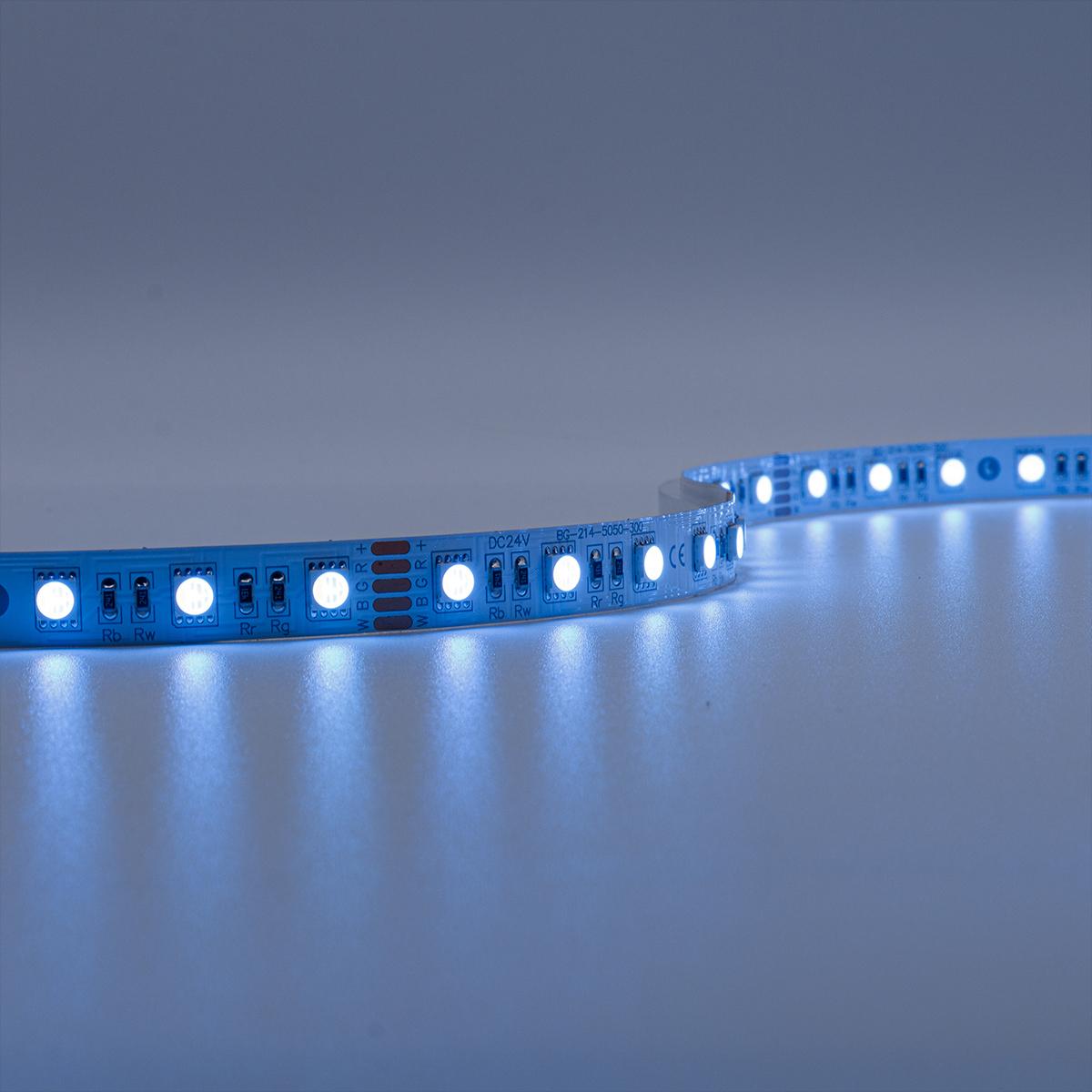 Strip 24V LED Streifen 5M 15W/m 60LED/m 12mm Farbwechsel - Lichtfarbe: RGB+3000K - Schutzart: IP20