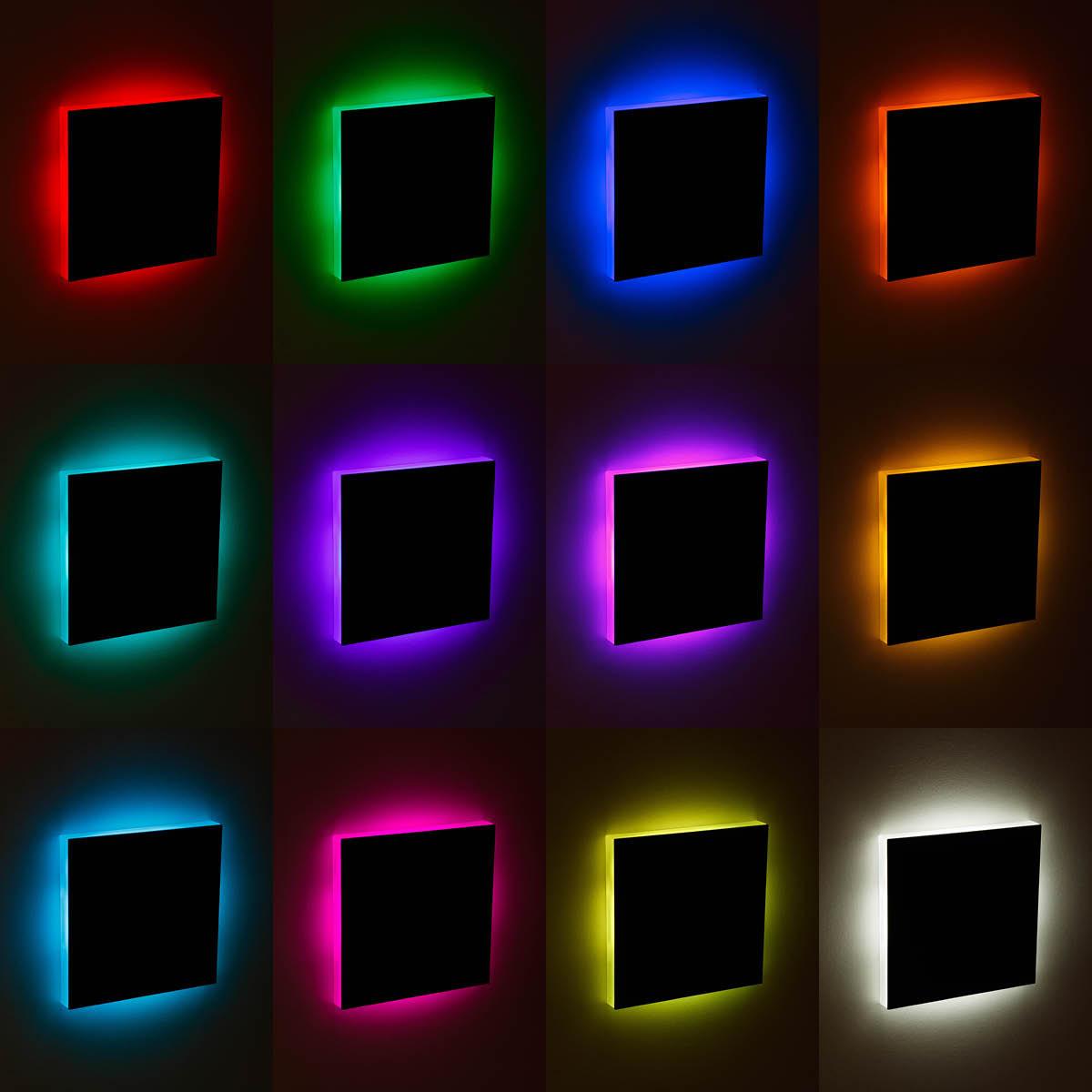 LED Treppenleuchte IP44 eckig schwarz - Lichtfarbe: RGB Warmweiß 3W - Lichtaustritt: Linea