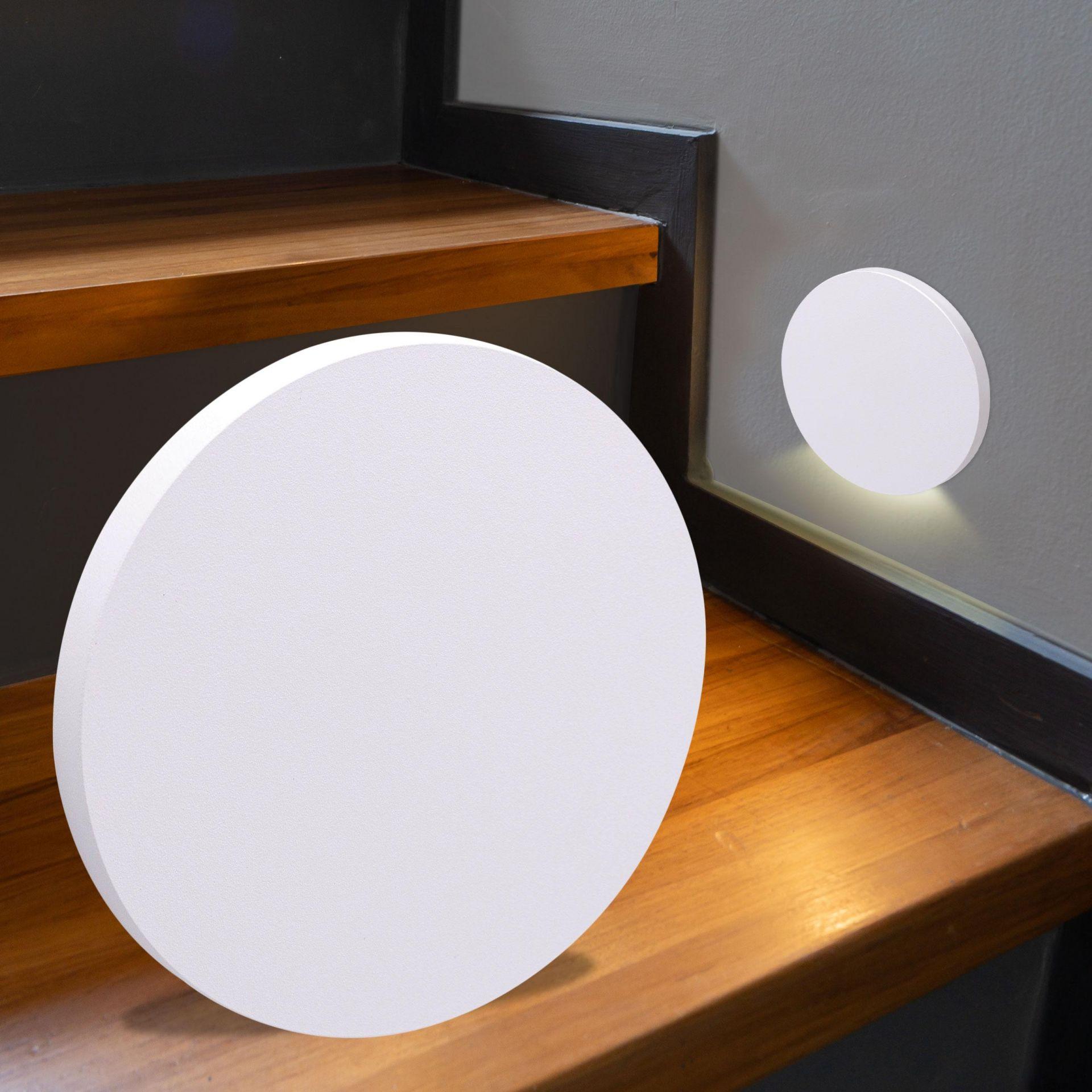LED Treppenleuchte rund weiß 230V - Lichtfarbe: Warmweiß 1,5W - Lichtaustritt: Kato