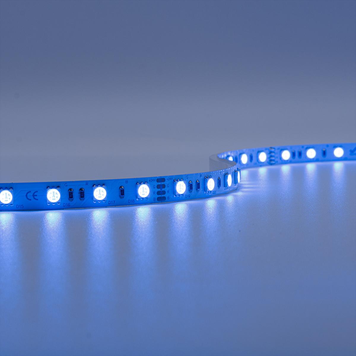 Strip 24V LED Streifen 5M 14,4W/m 60LED/m 10mm Farbwechsel - Lichtfarbe: RGB - Schutzart: IP20