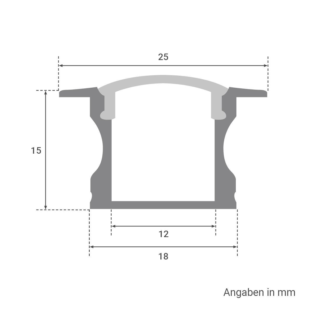 Alu Fugen-Profil eloxiert 18x15mm opal - Länge: 100cm