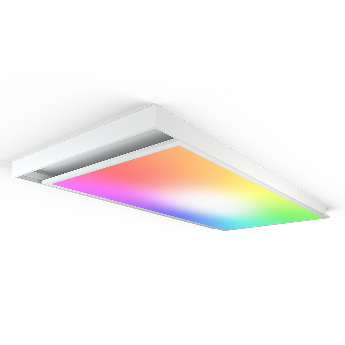 RGB+CCT LED Panel 120x60cm inkl. MiBoxer Smarthomesteuerung 60W 24V Rahmen weiß - Panelmontage:  Aufbaurahmen Click weiß