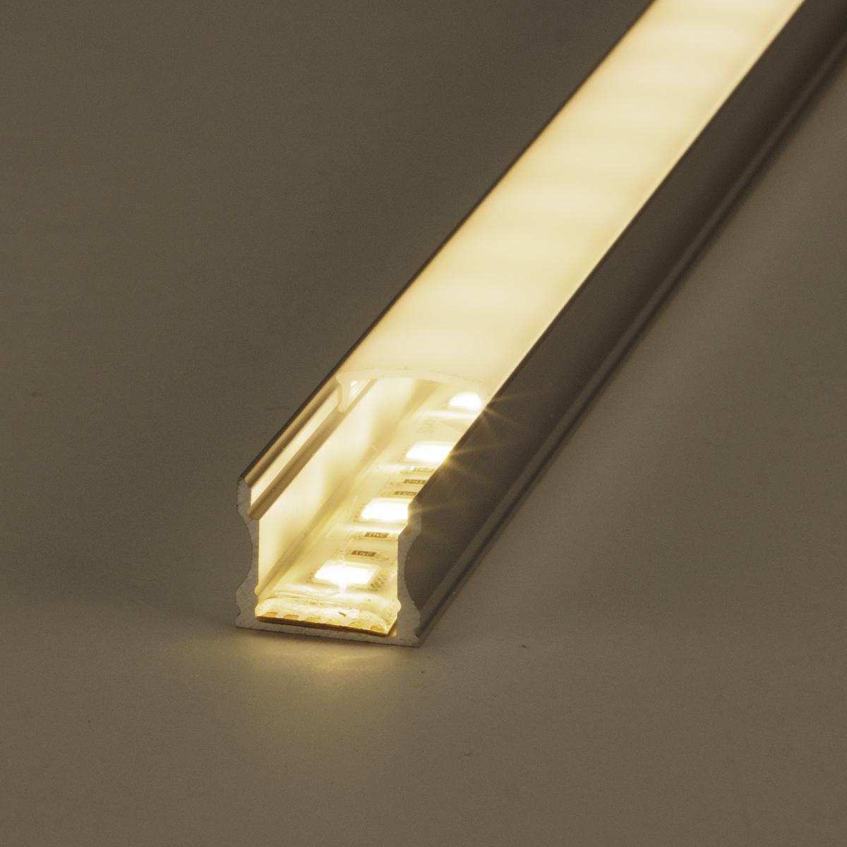 LED Aufbau U-Profil eloxiert 17,3 x 14,5mm opal - Länge: 100cm