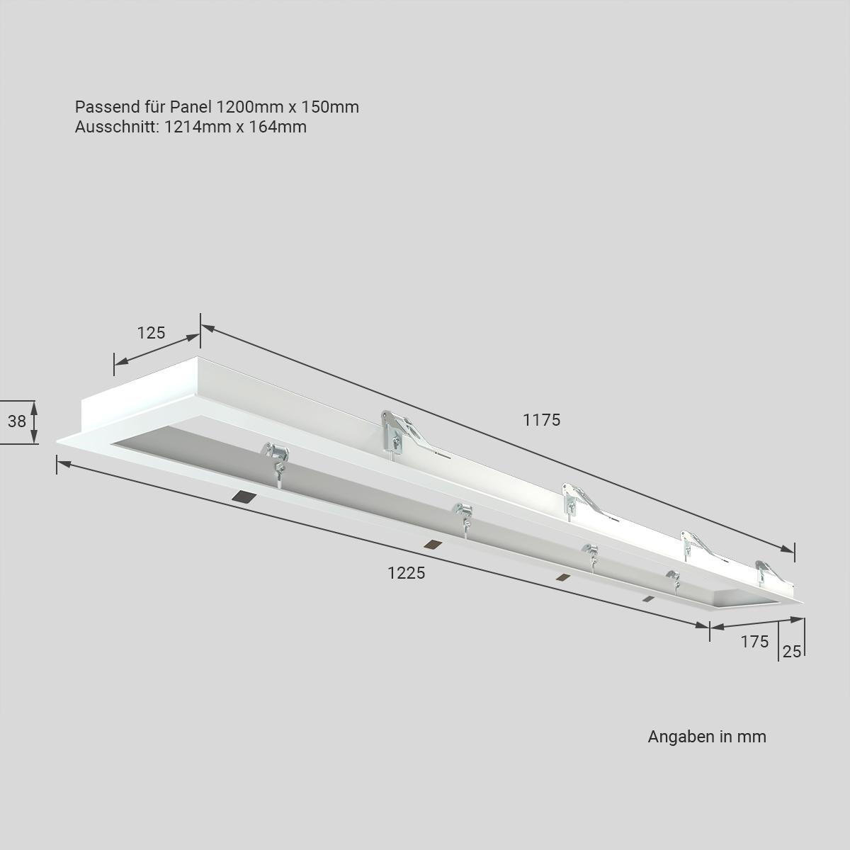 LED Panel Einbaurahmen 120x15cm weiß Deckeneinbau Montagerahmen für Rigipskartondecke