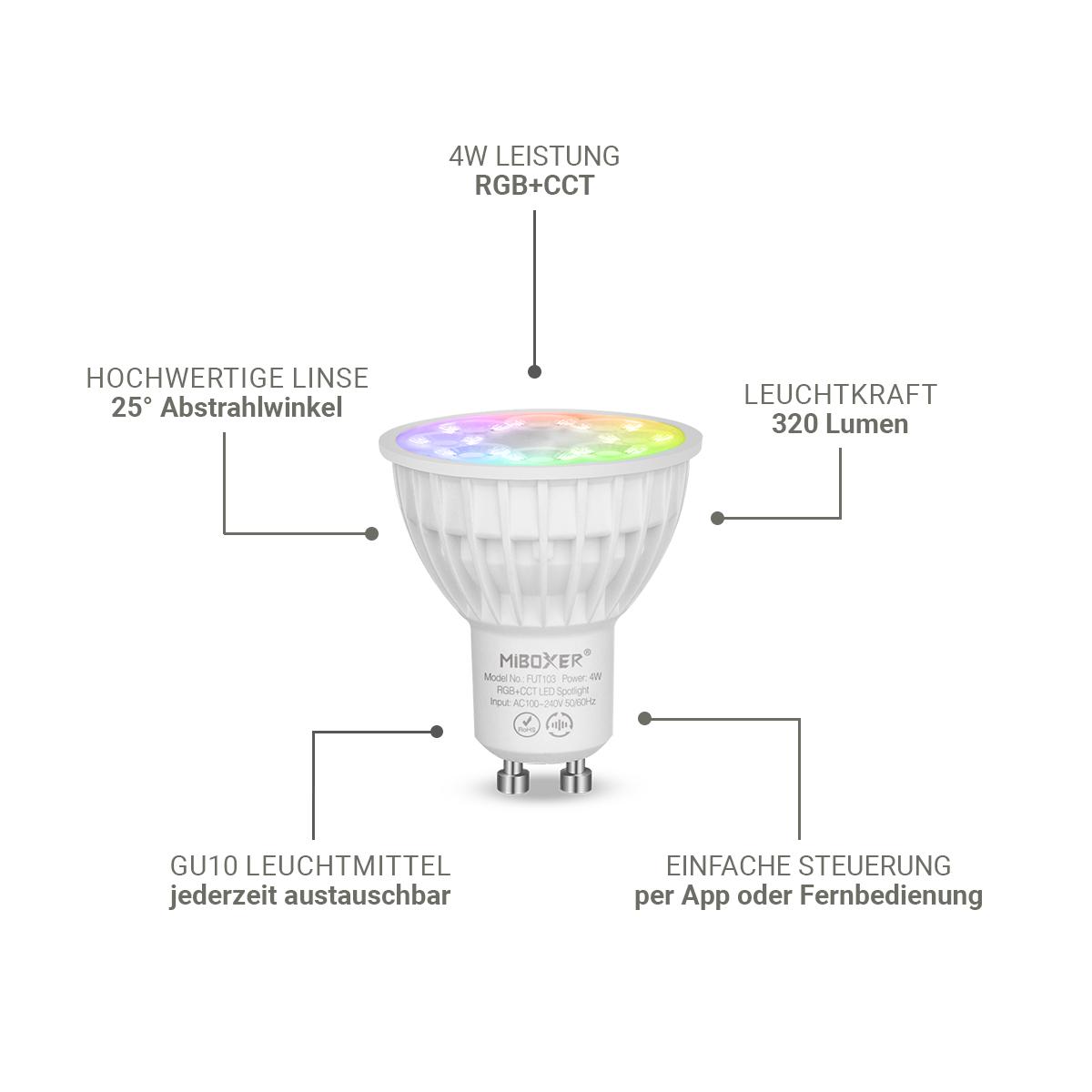 LED Bodeneinbaustrahler Schwarz rund 230V IP67 - Leuchtmittel: GU10 RGB+CCT DIMMBAR inkl. Fernbedienung - Anzahl: 3x