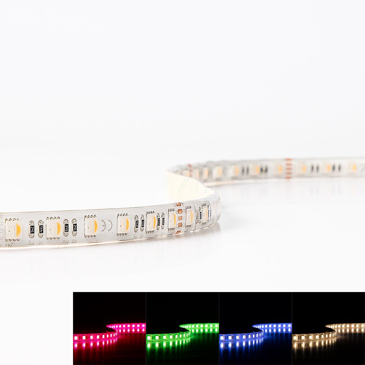 Strip 24V LED Streifen 7,5M 17W/m 72LED/m 10mm Farbwechsel - Lichtfarbe: RGB+2700K - Schutzart: IP65