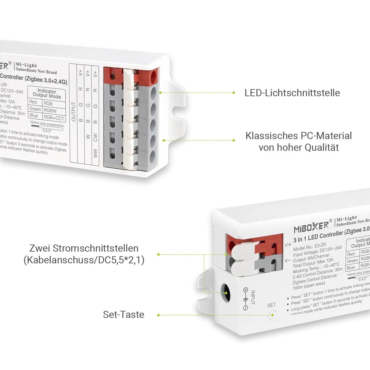 MiBoxer LED Controller 3 in 1 RGB / RGBW / RGB+CCT 12/24V Steuerung E3-RF