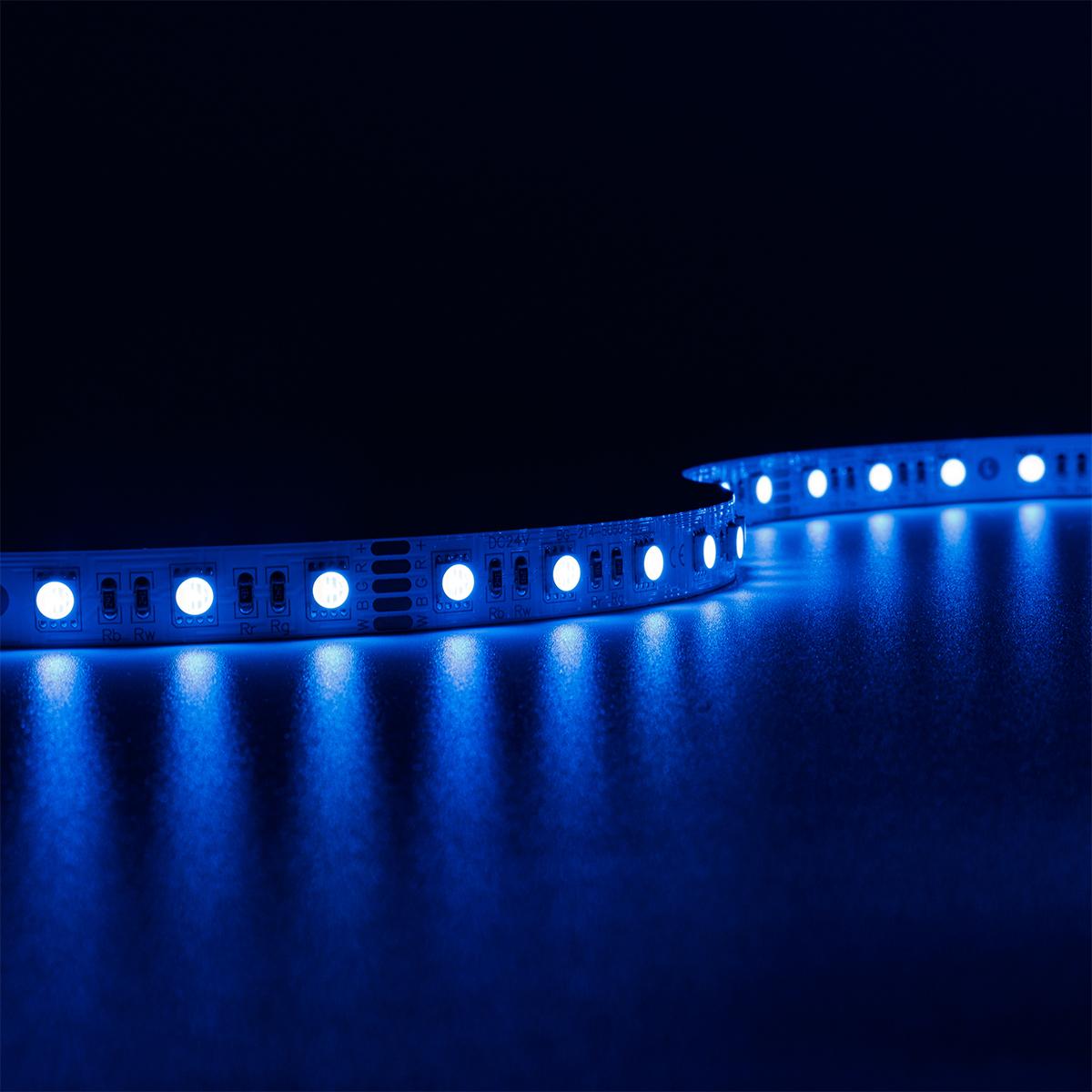 Strip 24V LED Streifen 5M 15W/m 60LED/m 12mm Farbwechsel - Lichtfarbe: RGB+3000K - Schutzart: IP20