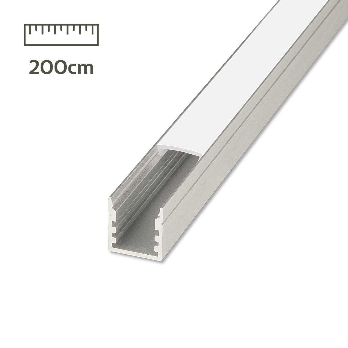 LED Aufbau U-Profil eloxiert 14 x 15mm opal - Länge: 200cm