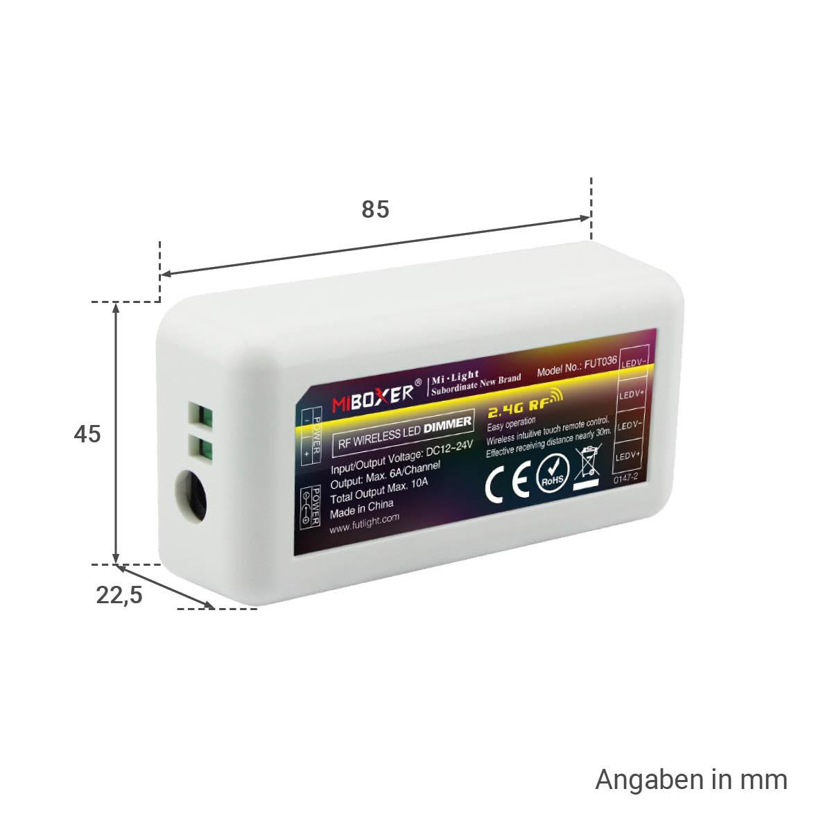 MiBoxer LED Controller/Dimmer 1 Kanal 12/24V LED Strip Panel Steuerung FUT036
