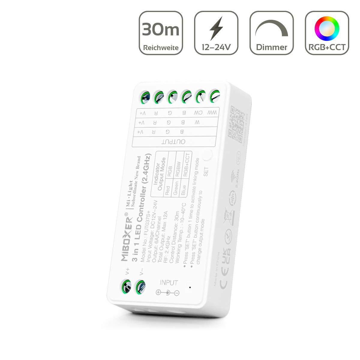 MiBoxer RGB/RGBW/RGB+CCT LED Controller 3 in 1 / 5 Kanal 12/24V  LED Strip Panel Steuerung FUT037S+
