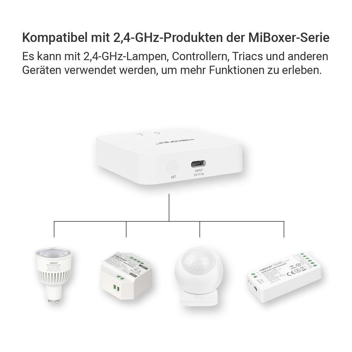 MiBoxer WiFi 2.4GHz Bridge Alexa und Google Sprachsteuerung Gateway WL-Box2