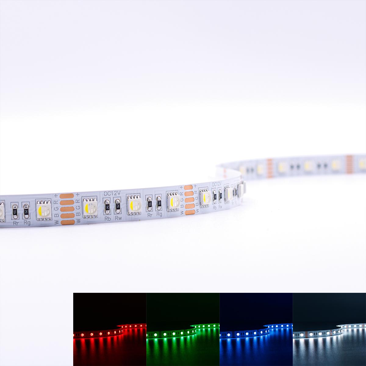 Strip 12V 5M 14,4W/m 60LED/m 12mm IP20 Farbwechsel - Lichtfarbe: RGB+6000K - Schutzart: IP20