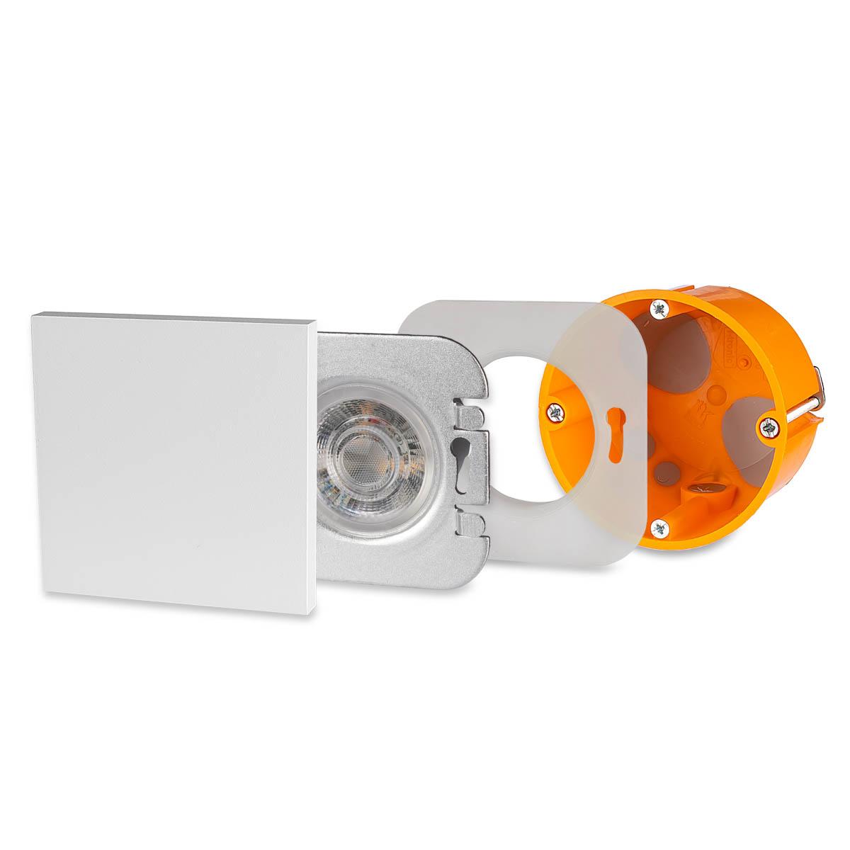 LED Treppenleuchte IP44 eckig weiß - Lichtfarbe: Warmweiß 1,5W - Lichtaustritt: Kato