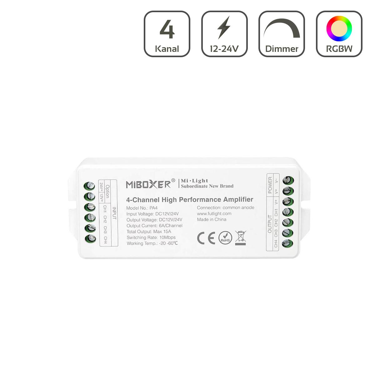 MiBoxer RGBW Verstärker/Amplifier 4 Kanal 12/24V PA4