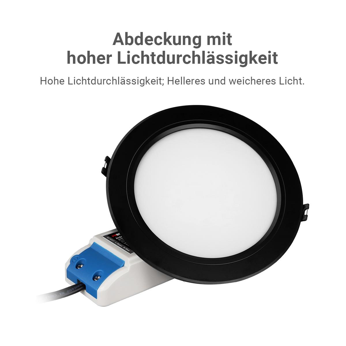 MiBoxer RGB+CCT LED Einbaustrahler rund schwarz 12W Ø180mm 2.4GHz WiFi ready FUT066B