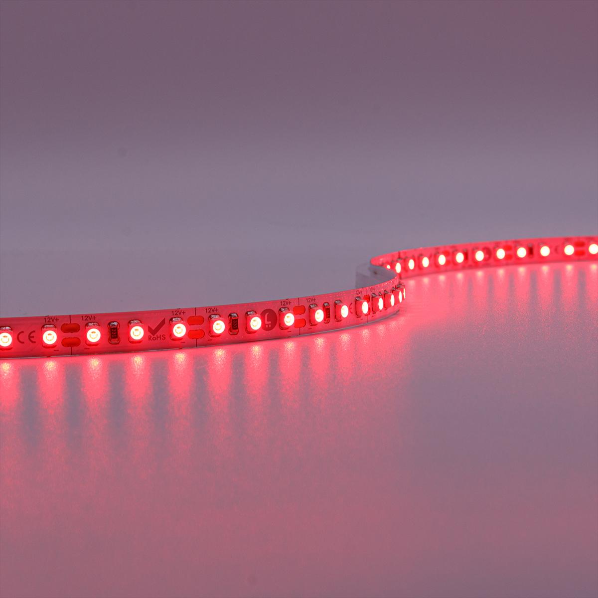 Strip 12V LED Streifen 5M 9,6W/m 120LED/m 8mm - Lichtfarbe: Rot - Schutzart: IP20