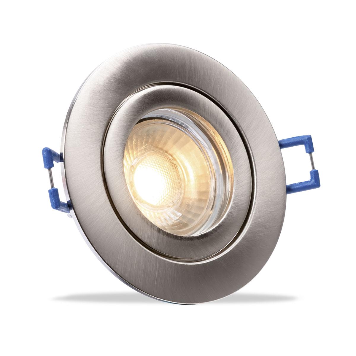 Einbauspot IP44 rund - Abdeckring:  Edelstahl-gebürstet - LED Leuchtmittel:  GU10 5W neutralweiß