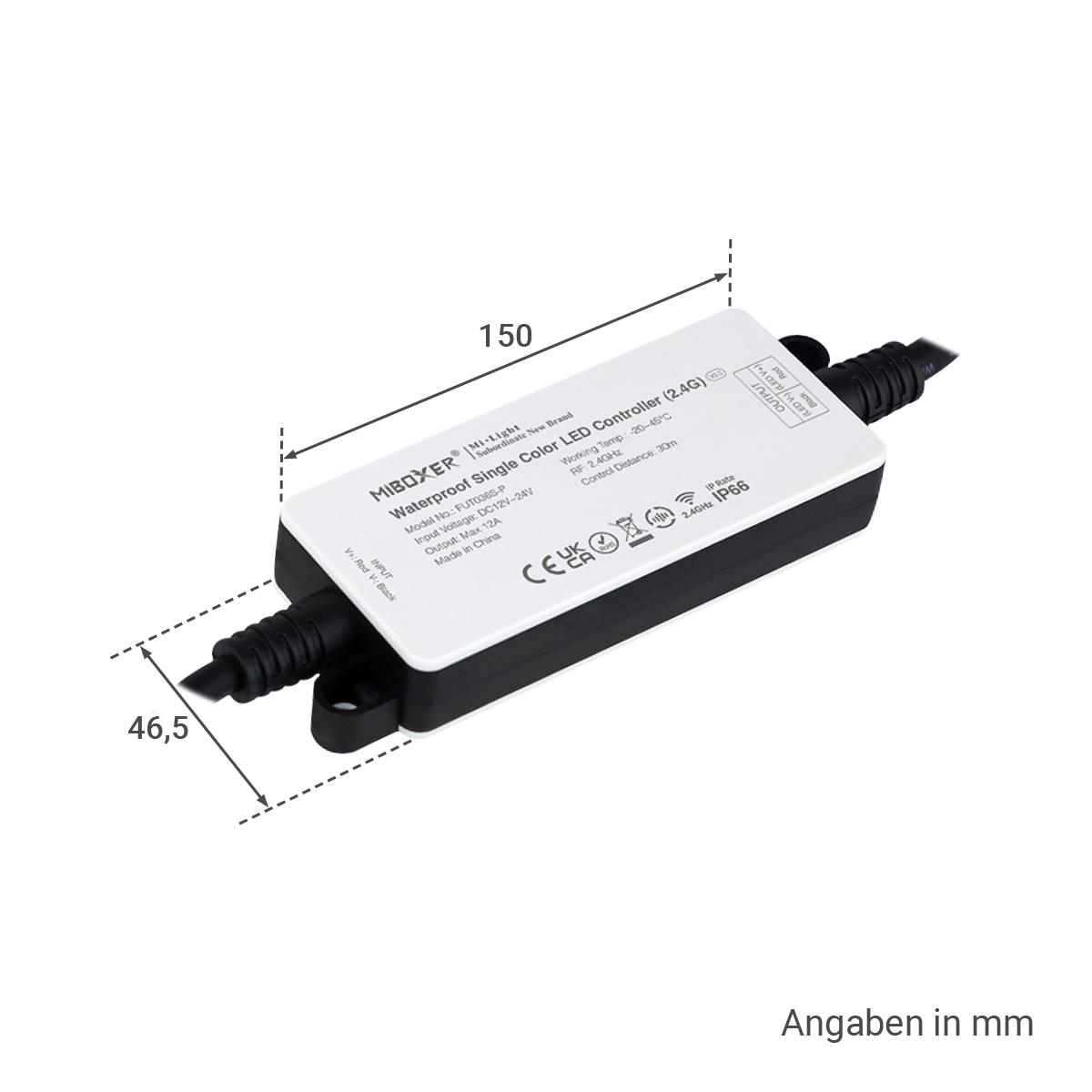 MiBoxer LED Controller/Dimmer IP66 1 Kanal 12/24V LED Strip Panel Steuerung FUT036S-P