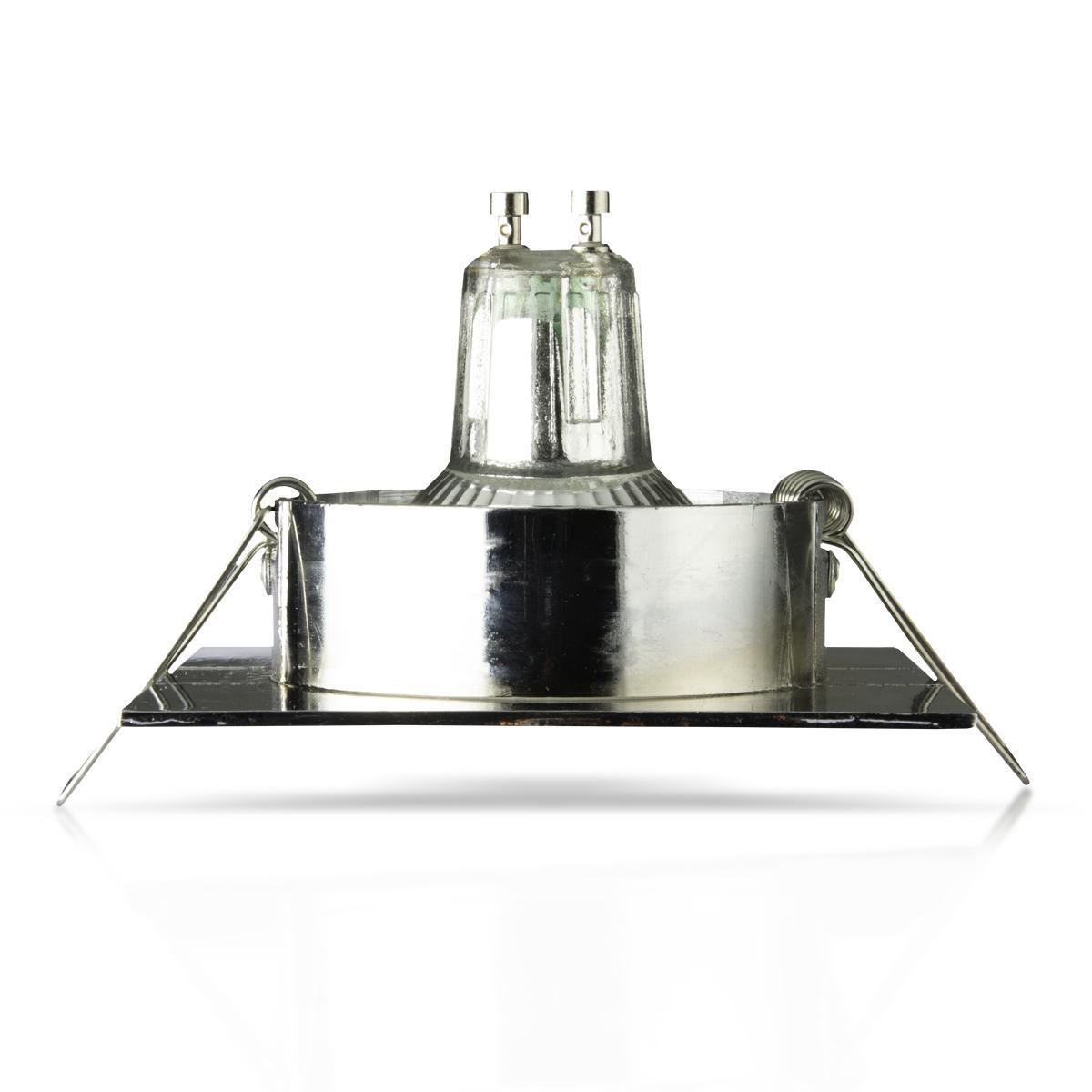 Schwenkbarer LED-Einbaustrahler Deckenspot eckig chromfarbig mit Keramikfassung - Leuchtmittel: GU10 5W warmweiß dimmbar