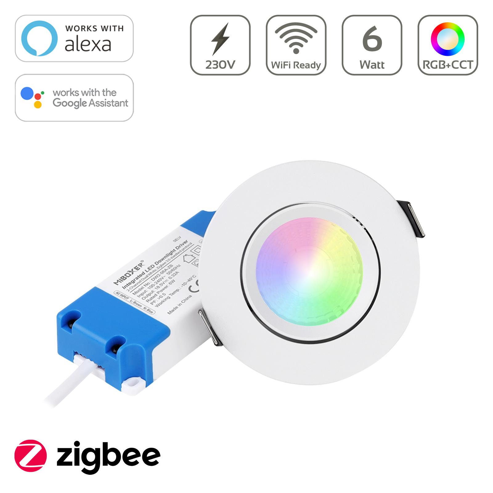 MiBoxer CCT Zigbee 3.0 LED Einbaustrahler rund weiss 6W Ø90mm DW2-06A-ZB