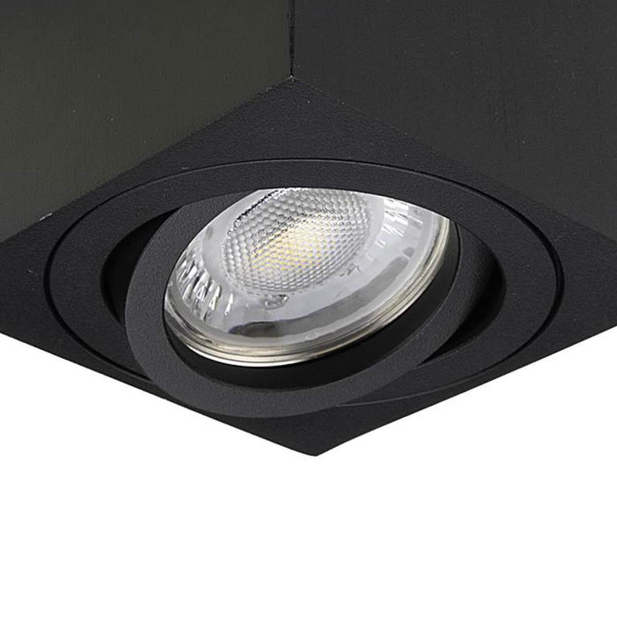 Flacher Aufbaustrahler schwarz eckig schwenkbar Deckenleuchte - LED Leuchtmittel:  3W RGB+Warmweiß 230V dimmbar 60°