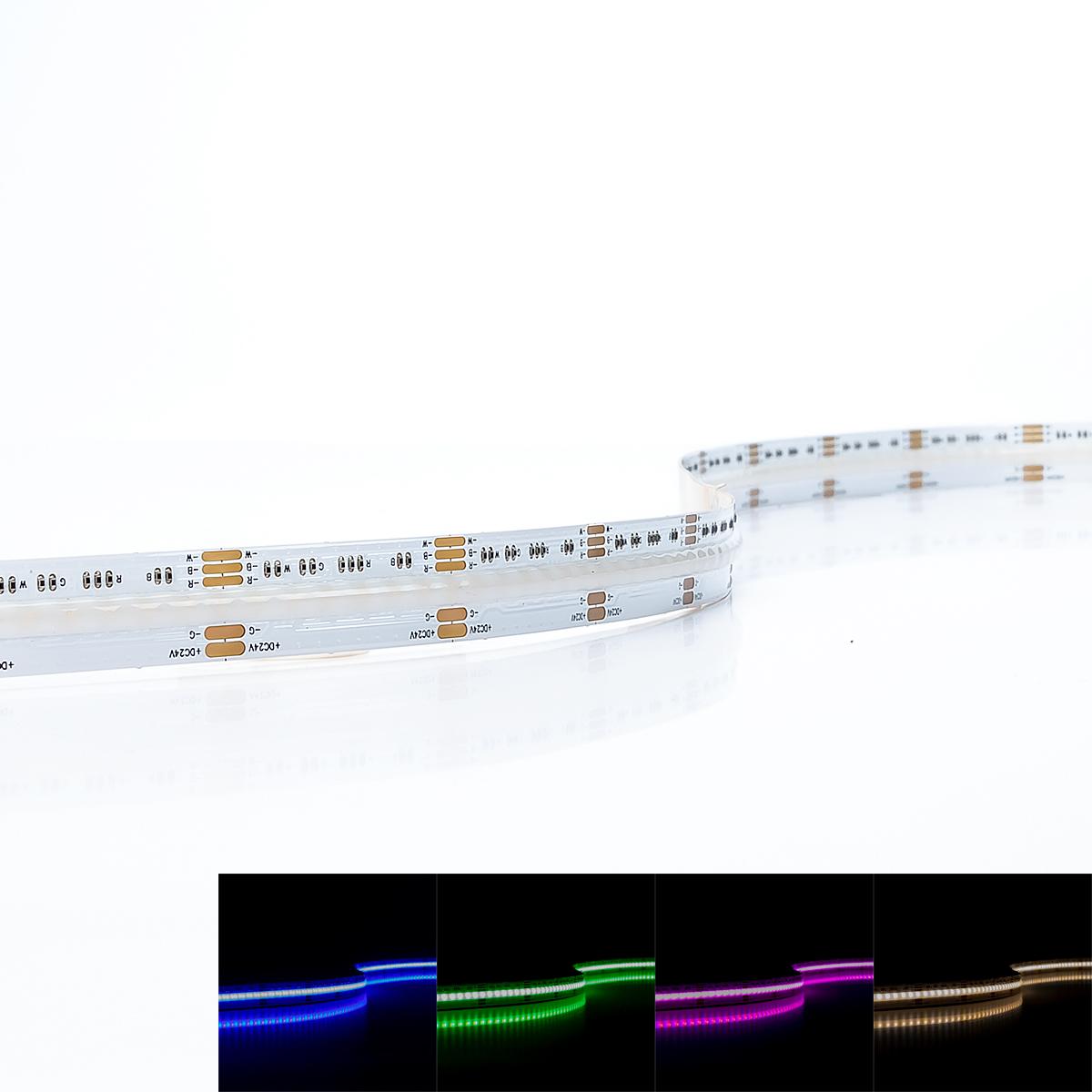 COB RGBW 24V LED Streifen 5M 16W/m 896LED/m 12mm IP20 Farbwechsel RGB+3000K 