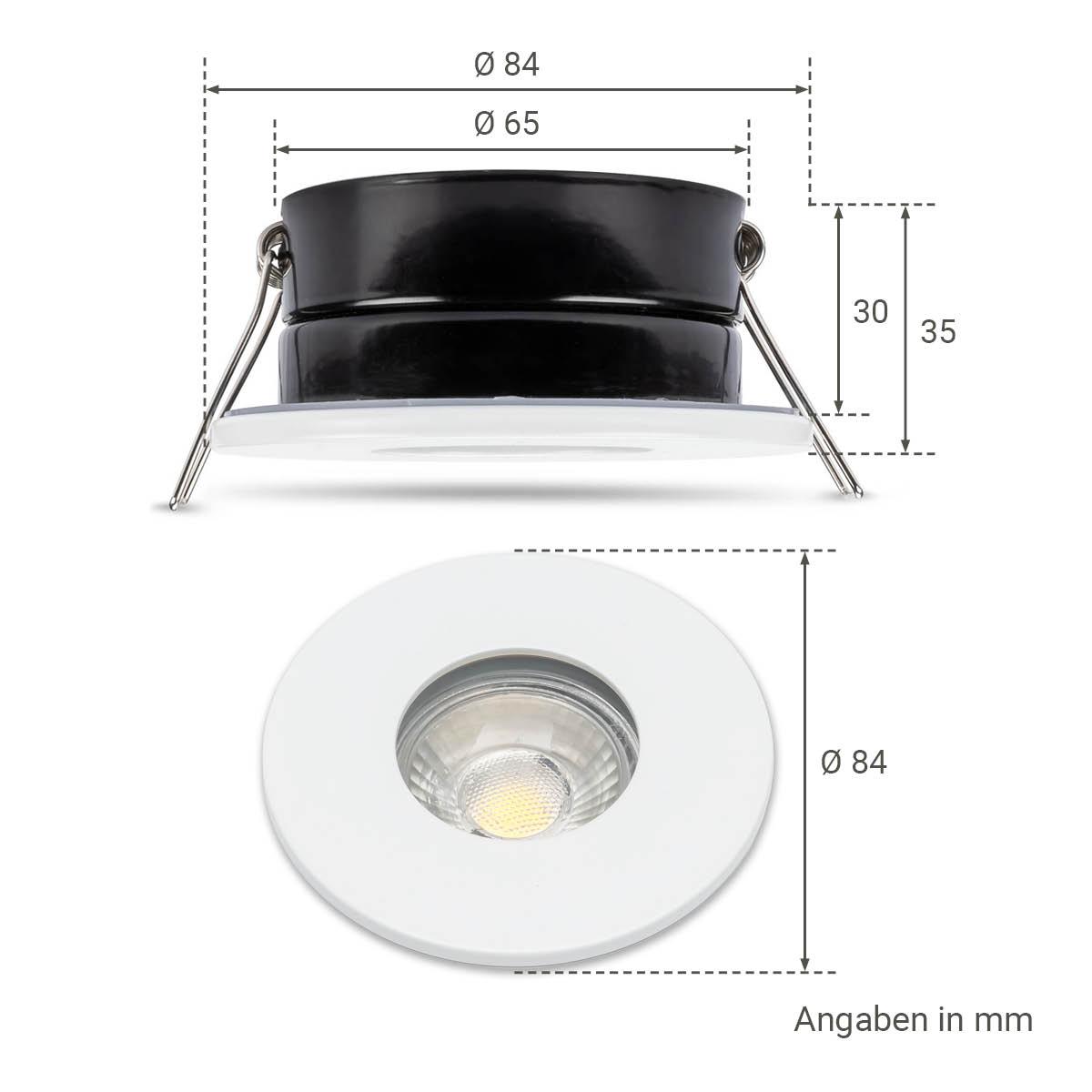 Einbauspot IP65 rund - Abdeckring:  weiß - LED Leuchtmittel:  GU10 3W RGBW