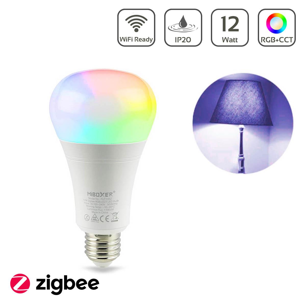 MiBoxer Zigbee 3.0 + 2,4GHz RGB+CCT Lampe 12W E27 FUT105ZR