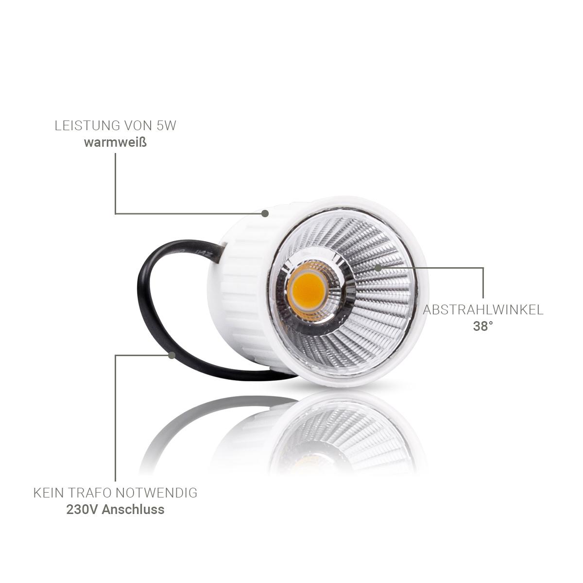 LED Modul Flach 6W 230V dimmbar für Einbaustrahler - Lichtfarbe: Warmweiß 3000K