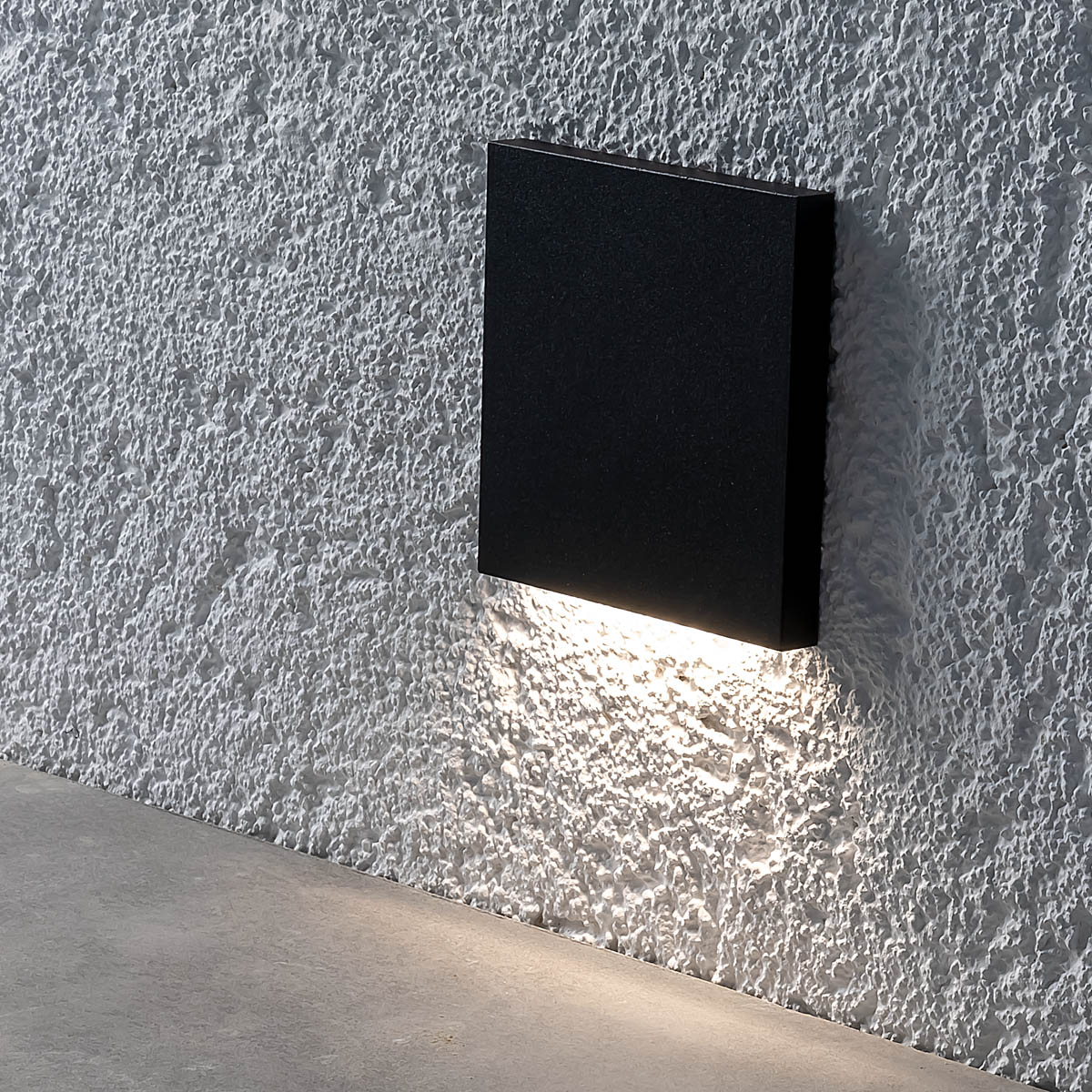 IP44 LED Treppenbeleuchtung 230V Wandeinbauleuchte eckig schwarz - Unterteil Lichtfarbe:  Warmweiß 3000K 1,5W