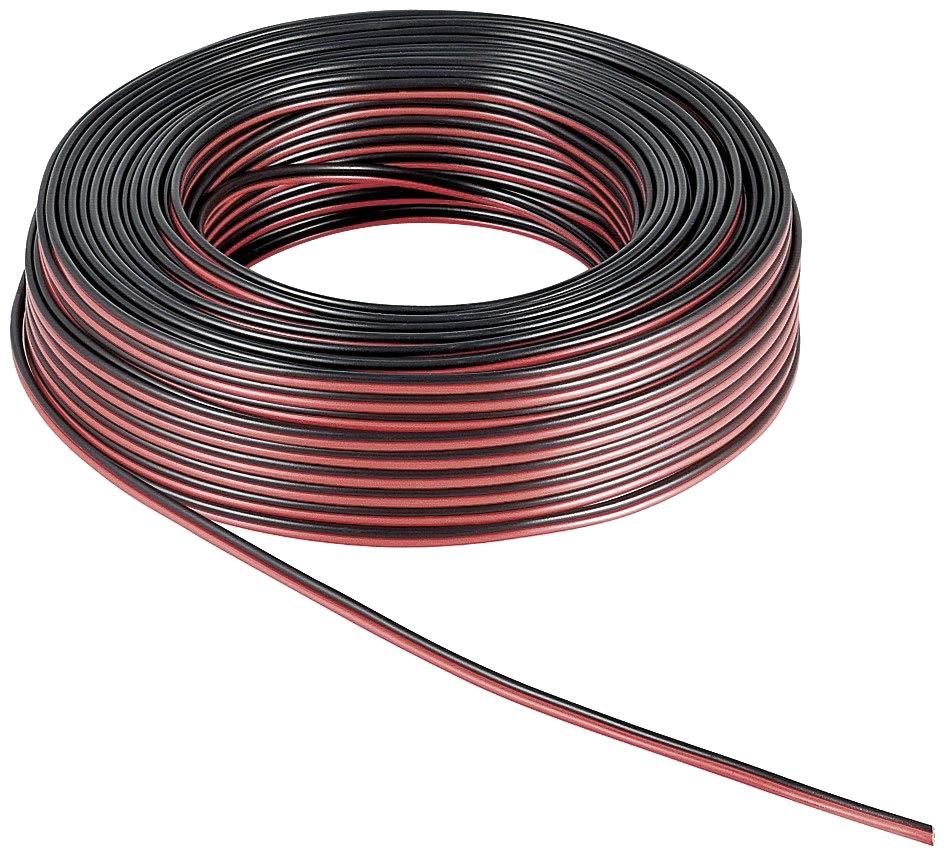 Kabel 50 Meter 2-adrig Rot/Schwarz 0,324mm²