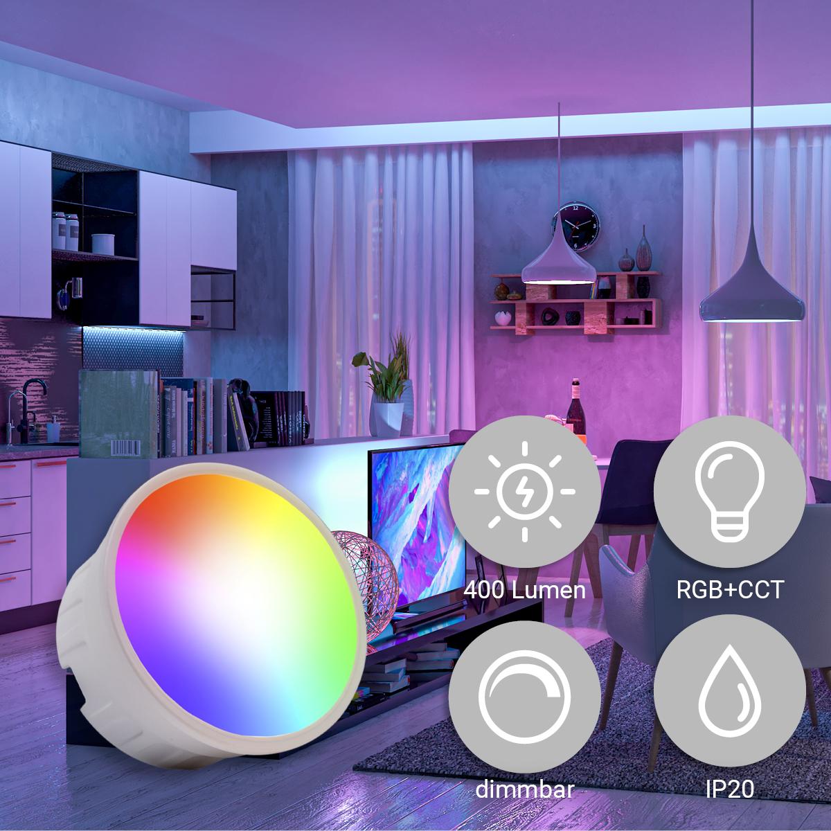 Flaches Smart RGB+CCT LED Modul 5W 230V Tuya Farbwechsel für Einbaustrahler