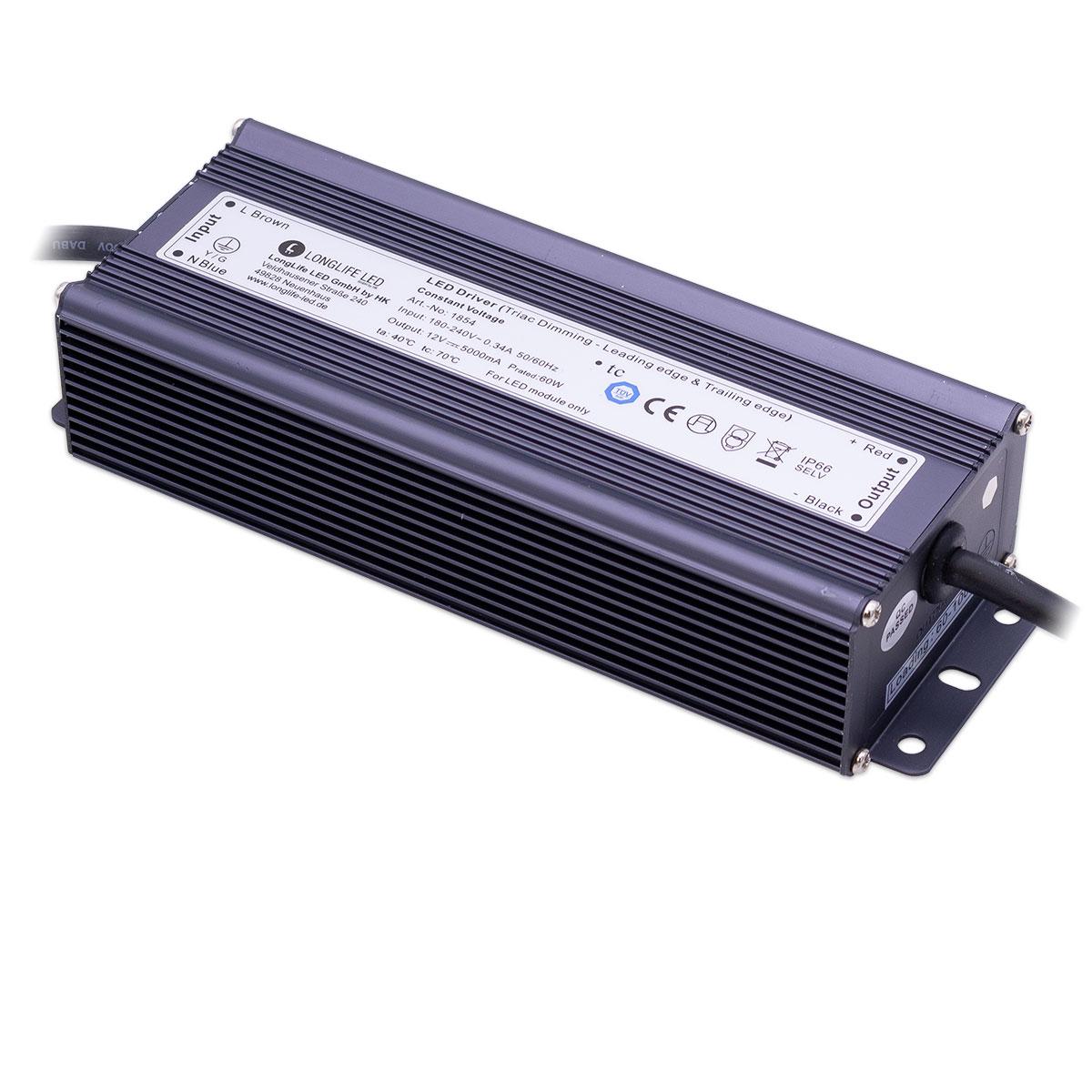 LED Netzteil 60W 12V 5A IP66 dimmbar TRIAC LongLife LED KV-12060-TD Schaltnetzteil CV