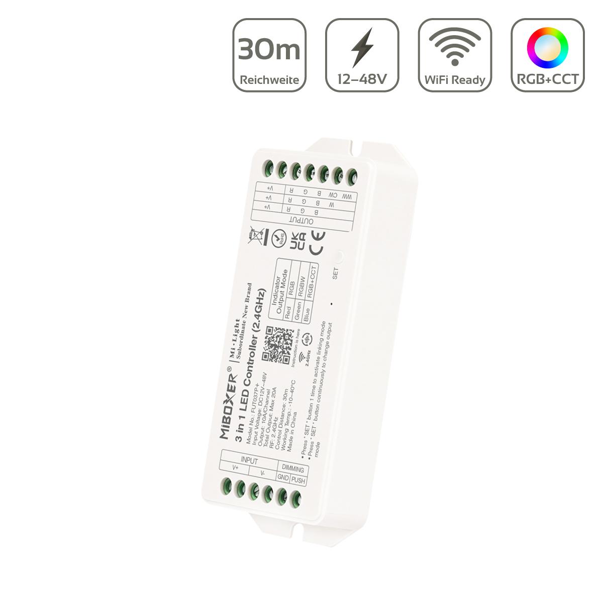 MiBoxer LED Controller 3 in 1 RGB/RGBW/RGB+CCT 12/24V 20A Steuerung FUT037P+